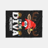 Christmas Matching I'm The Diva Reindeer  Fleece Deken (Voorkant (Horizontaal))