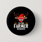 Christmas Matching I'm The Farmer Reindeer  Ronde Button 5,7 Cm (Voorkant)