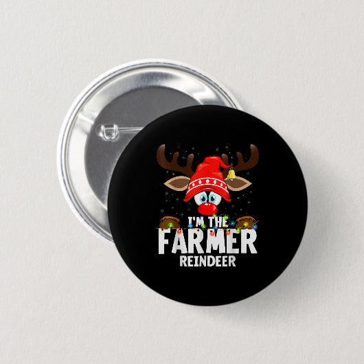 Christmas Matching I'm The Farmer Reindeer  Ronde Button 5,7 Cm (Voorkant /achterkant)