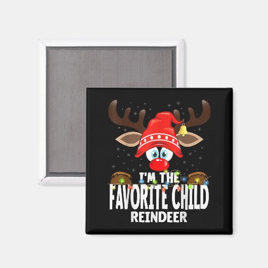 Christmas Matching I'm The Favorite Child Reindeer Magneet (Voorkant / Achterkant)