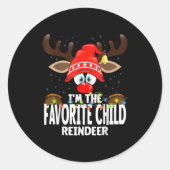Christmas Matching I'm The Favorite Child Reindeer Ronde Sticker (Voorkant)