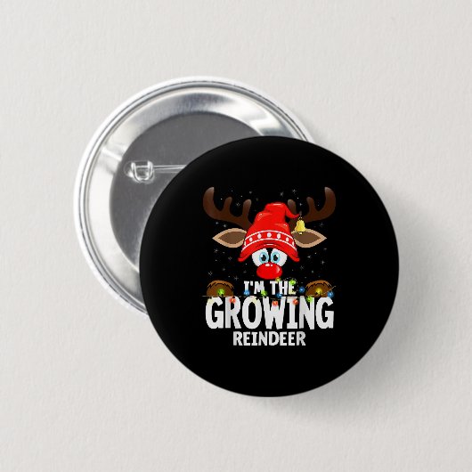 Christmas Matching I'm The Growing Reindeer  Ronde Button 5,7 Cm (Voorkant /achterkant)