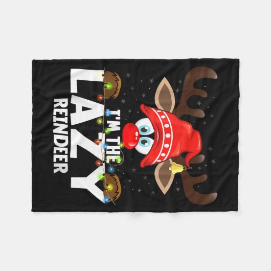 Christmas Matching I'm The Lazy Reindeer Fleece Deken (Voorkant (Horizontaal))