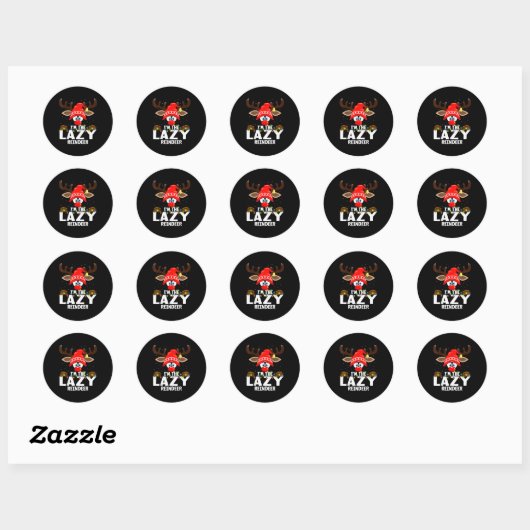 Christmas Matching I'm The Lazy Reindeer Ronde Sticker (Vel)