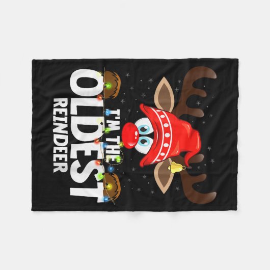 Christmas Matching I'm The Oldest Reindeer  Fleece Deken (Voorkant (Horizontaal))