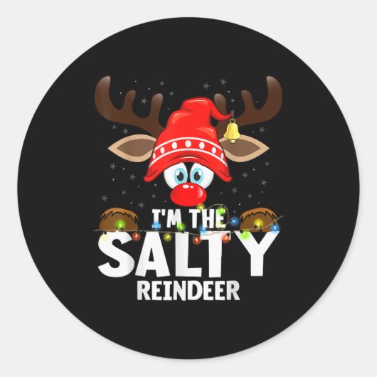 Christmas Matching I'm The Salty Reindeer Ronde Sticker (Voorkant)
