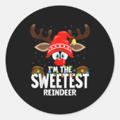 Christmas Matching I'm The Sweetest Reindeer  Ronde Sticker (Voorkant)