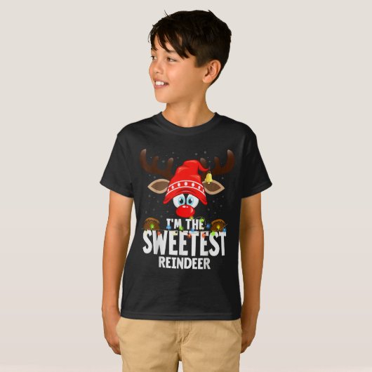Christmas Matching I'm The Sweetest Reindeer  T-shirt (Voorkant volledig)