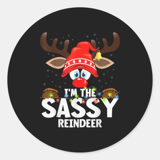 Christmas Matching I'm The Sy Reindeer  Ronde Sticker (Voorkant)