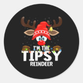 Christmas Matching I'm The Tipsy Reindeer Ronde Sticker (Voorkant)