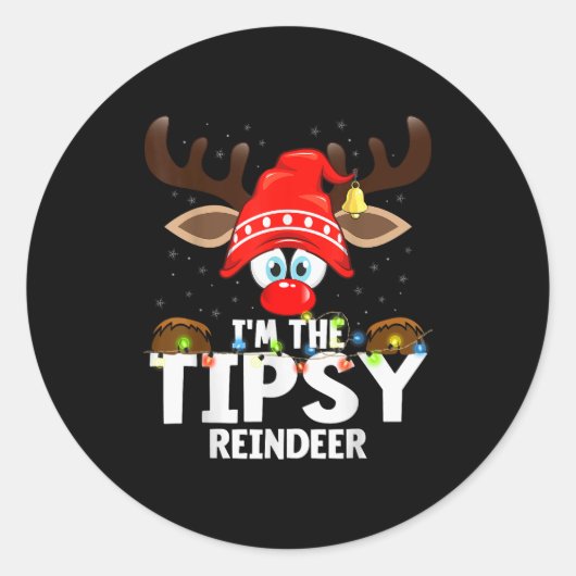 Christmas Matching I'm The Tipsy Reindeer  Ronde Sticker (Voorkant)