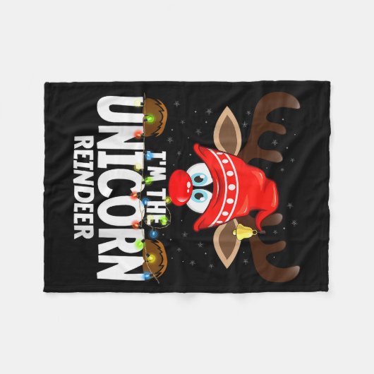 Christmas Matching I'm The Unicorn Reindeer Fleece Deken (Voorkant (Horizontaal))