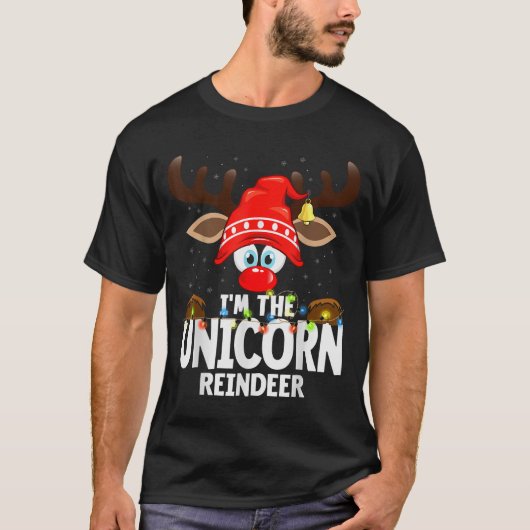 Christmas Matching I'm The Unicorn Reindeer T-shirt (Voorkant)
