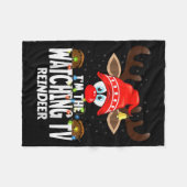 Christmas Matching I'm The Watching Tv Reindeer Fleece Deken (Voorkant (Horizontaal))