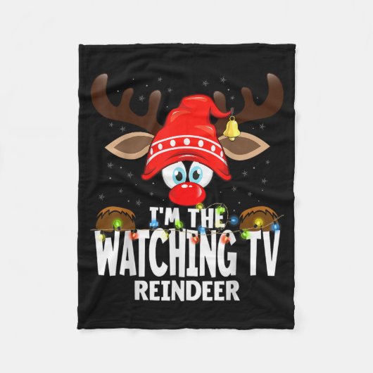 Christmas Matching I'm The Watching Tv Reindeer Fleece Deken (Voorkant)