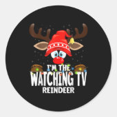 Christmas Matching I'm The Watching Tv Reindeer  Ronde Sticker (Voorkant)
