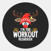 Christmas Matching I'm The Workout Reindeer Ronde Sticker (Voorkant)