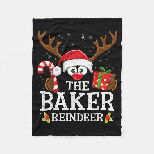 Christmas Matching The Baker Reindeer Family Fleece Deken (Voorkant)