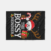 Christmas Matching The Bossy Reindeer Family Fleece Deken (Voorkant (Horizontaal))
