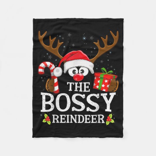 Christmas Matching The Bossy Reindeer Family Fleece Deken (Voorkant)