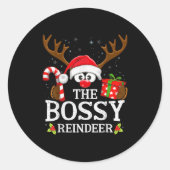 Christmas Matching The Bossy Reindeer Family  Ronde Sticker (Voorkant)