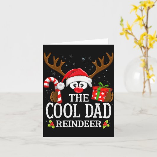 Christmas Matching The Cool Dad Reindeer Family Kaart (Gele Bloem)