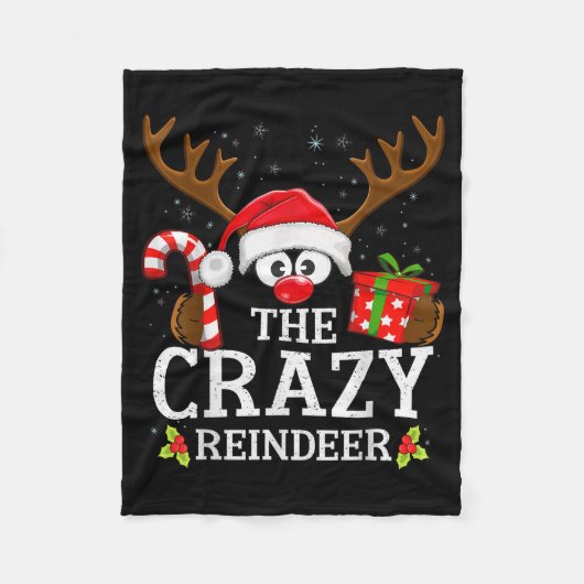 Christmas Matching The Crazy Reindeer Family Fleece Deken (Voorkant)