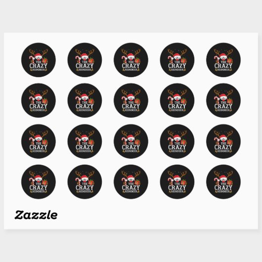 Christmas Matching The Crazy Reindeer Family  Ronde Sticker (Vel)