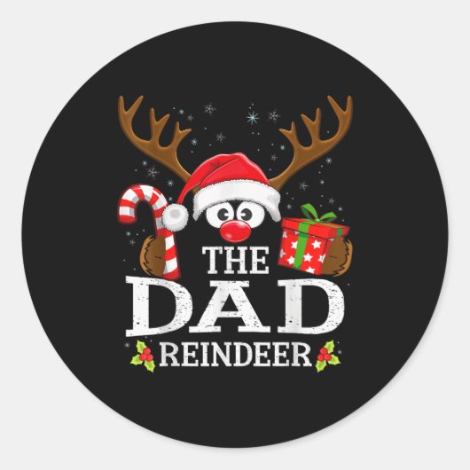 Christmas Matching The Dad Reindeer Family  Ronde Sticker (Voorkant)