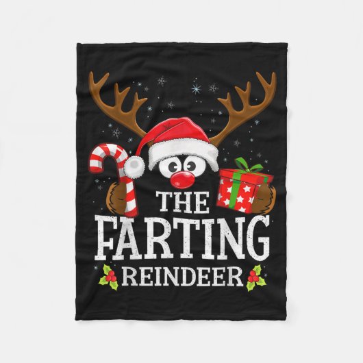 Christmas Matching The Farting Reindeer Family Fleece Deken (Voorkant)