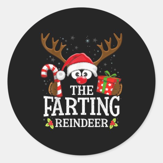 Christmas Matching The Farting Reindeer Family  Ronde Sticker (Voorkant)