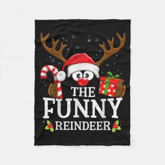 Christmas Matching The Funny Reindeer Family Fleece Deken (Voorkant)