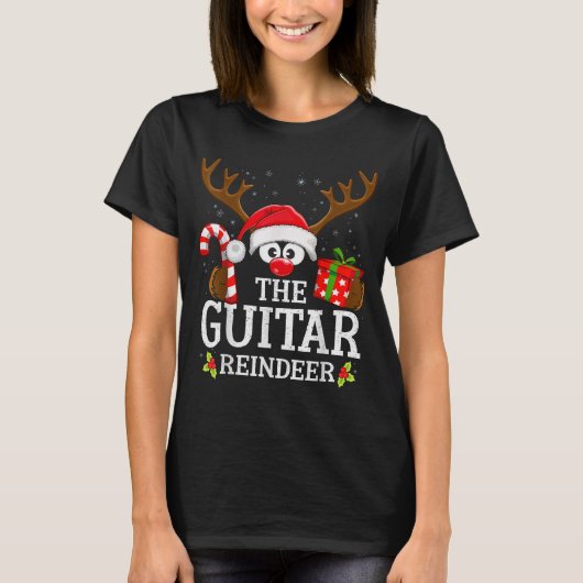 Christmas Matching The Guitar Reindeer Family  T-shirt (Voorkant)
