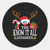 Christmas Matching The Know It All Reindeer Family Ronde Sticker (Voorkant)
