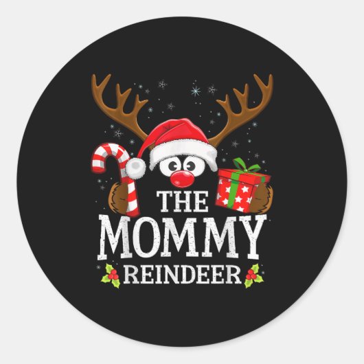 Christmas Matching The Mommy Reindeer Family  Ronde Sticker (Voorkant)