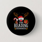 Christmas Matching The Reading Reindeer Family  Ronde Button 5,7 Cm (Voorkant)