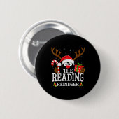 Christmas Matching The Reading Reindeer Family  Ronde Button 5,7 Cm (Voorkant /achterkant)