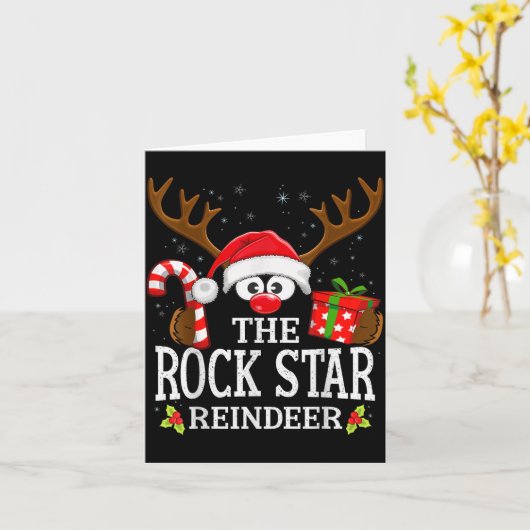 Christmas Matching The Rock Star Reindeer Family  Kaart (Gele Bloem)