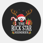 Christmas Matching The Rock Star Reindeer Family Ronde Sticker (Voorkant)
