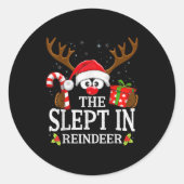Christmas Matching The Slept In Reindeer Family Ronde Sticker (Voorkant)