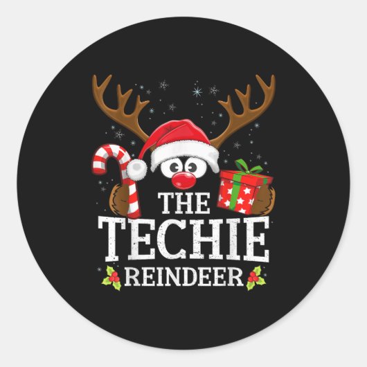 Christmas Matching The Techie Reindeer Family Ronde Sticker (Voorkant)