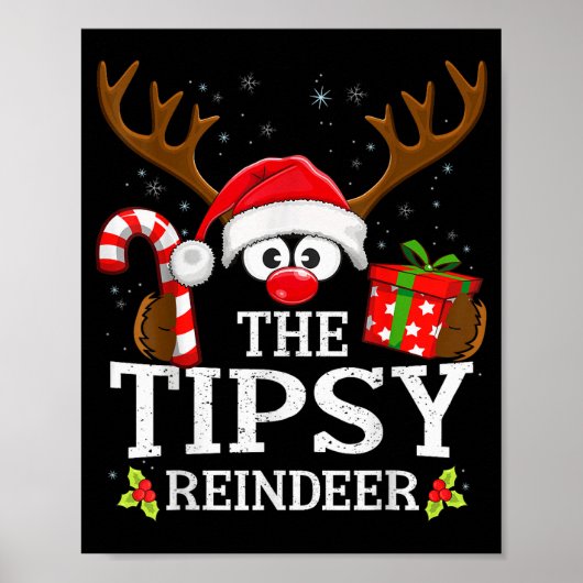 Christmas Matching The Tipsy Reindeer Family  Poster (Voorkant)