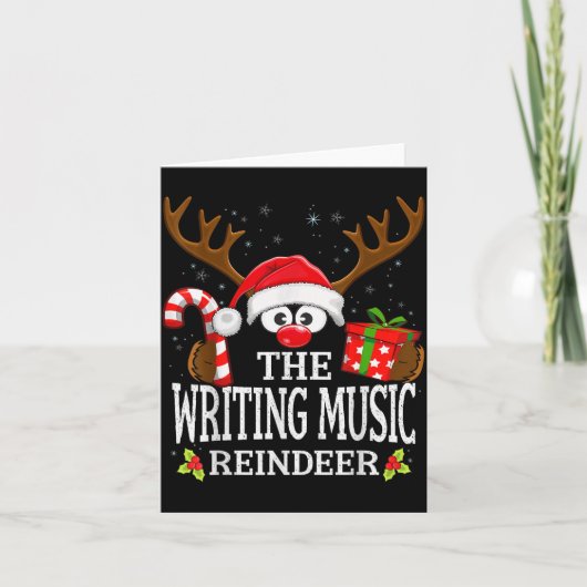 Christmas Matching The Writing Music Reindeer Fami Kaart (Voorkant)