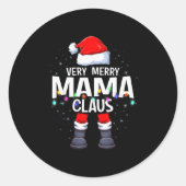 Christmas Matching Very Merry Mama Claus Pjs  Ronde Sticker (Voorkant)