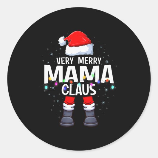 Christmas Matching Very Merry Mama Claus Pjs Ronde Sticker (Voorkant)
