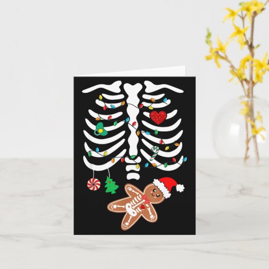 Christmas Maternity Pregnancy Gingerbread Skeleton Kaart (Gele Bloem)