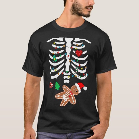Christmas Maternity Pregnancy Gingerbread Skeleton T-shirt (Voorkant)