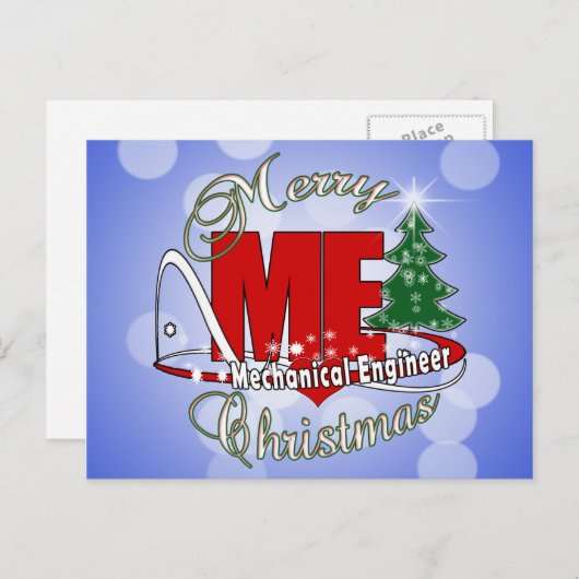 CHRISTMAS ME MECHANICAL ENGINEER FEESTDAGENKAART (Voorkant / Achterkant)