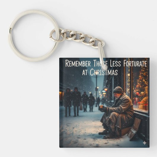 CHRISTMAS MEANING PICTURE REMEMBER THE POOR SLEUTELHANGER (voorkant)