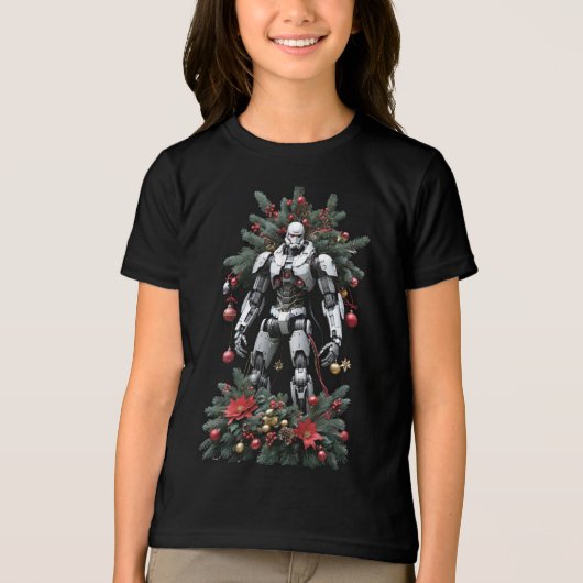 Christmas Mech Robot Tri-Blend Shirt (Voorkant)